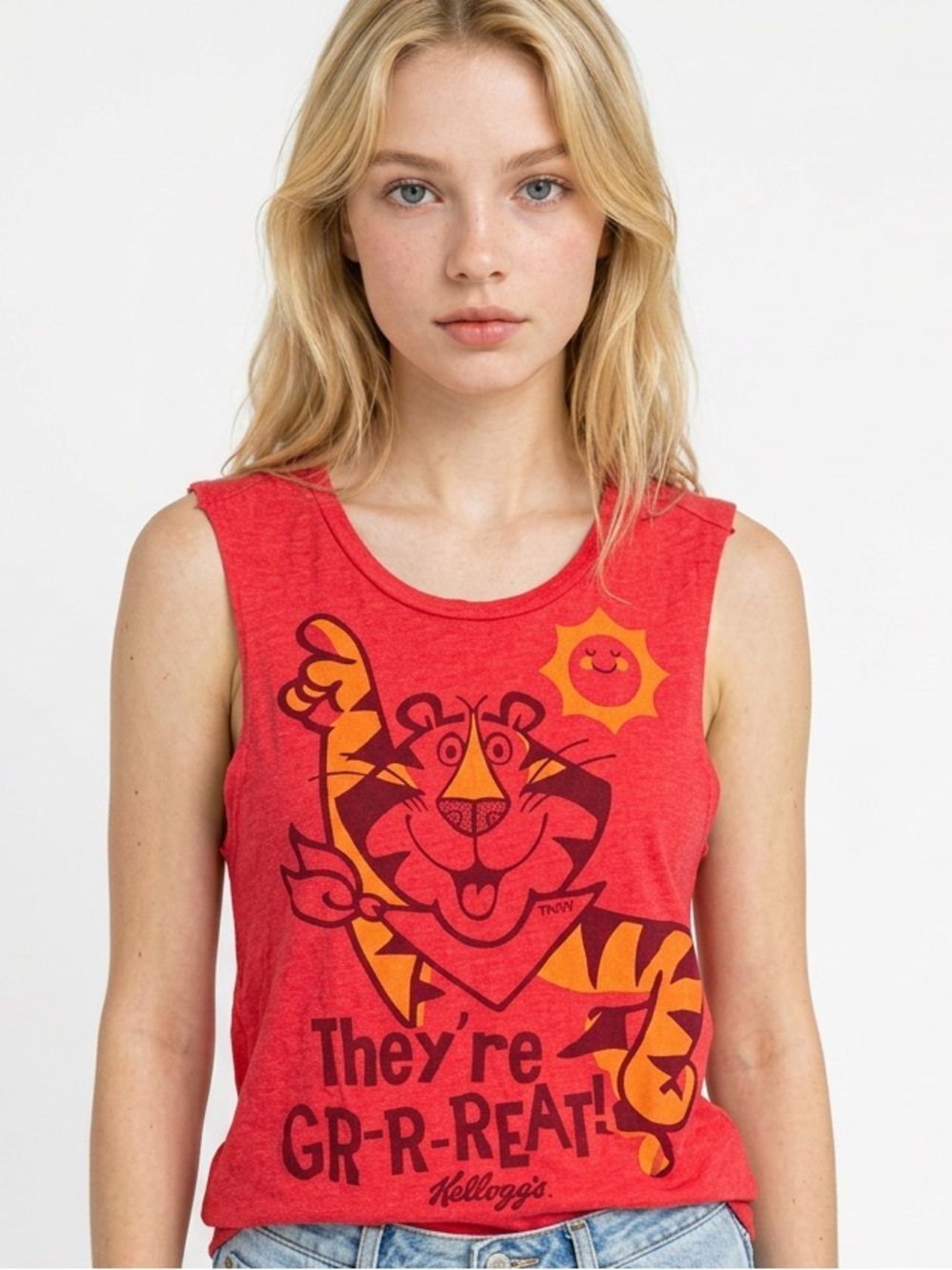 KELLOGG’S | Orange Red Tony the Tiger Graphic Tank Top Women’s Size Medium